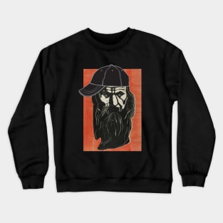 Man with Beard and Sideways Hat Crewneck Sweatshirt